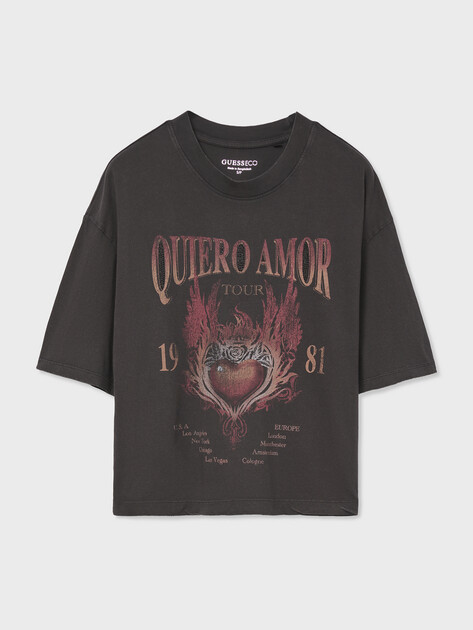 Женская футболка GUESS SS HEARTFLAME OS TEE, Артикул W6GI30K3167, черный | 5256045. Ракурс 6