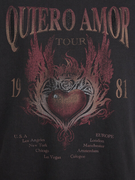 Женская футболка GUESS SS HEARTFLAME OS TEE, Артикул W6GI30K3167, черный | 5256045. Ракурс 3