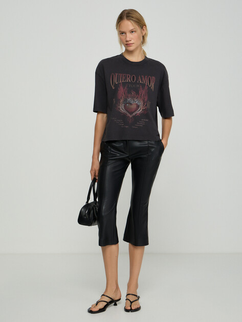 Женская футболка GUESS SS HEARTFLAME OS TEE, Артикул W6GI30K3167, черный | 5256045. Ракурс 5