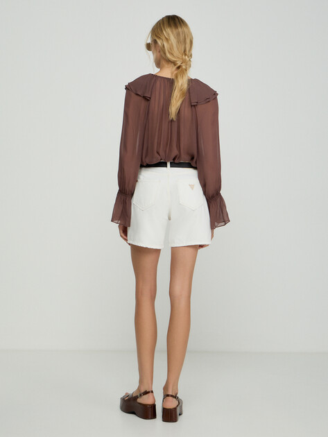Женские шорты GUESS SUPER RELAXED SHORT, Артикул W6GD1AD0704, молочный | 5256230. Ракурс 3