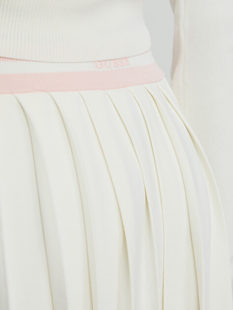Юбка мини GUESS GABRY PLEATED SKIRT SWTR, Артикул V6GD04Z0649, белый | 5256444. Ракурс 3