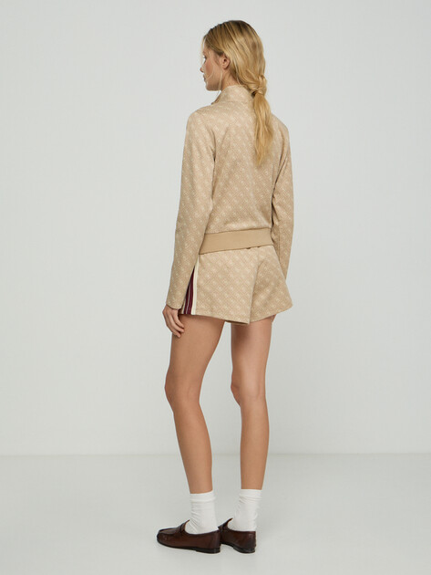 Женская толстовка GUESS 4G JACQUARD FULL ZIP SWEATSHIR, Артикул V6GQ06K2957, бежевый | 5256460. Ракурс 3