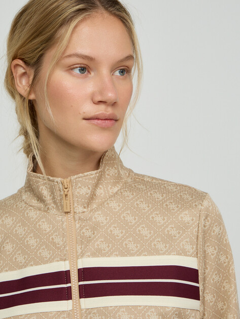 Женская толстовка GUESS 4G JACQUARD FULL ZIP SWEATSHIR, Артикул V6GQ06K2957, бежевый | 5256460. Ракурс 4