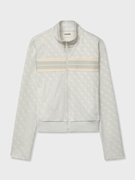 Женская толстовка GUESS 4G JACQUARD FULL ZIP SWEATSHIR, Артикул V6GQ06K2957, светло-серый | 5256482. Ракурс 6