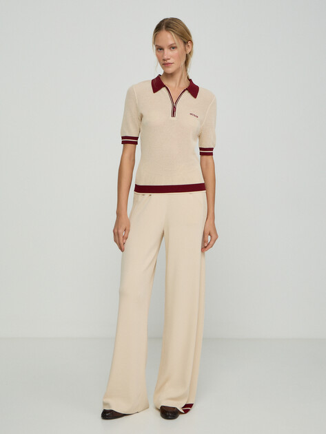 Женское поло GUESS GABRY SS CROPPED POLO SWTR, Артикул V6GR04Z0725, светло-бежевый | 5256506. Ракурс 5
