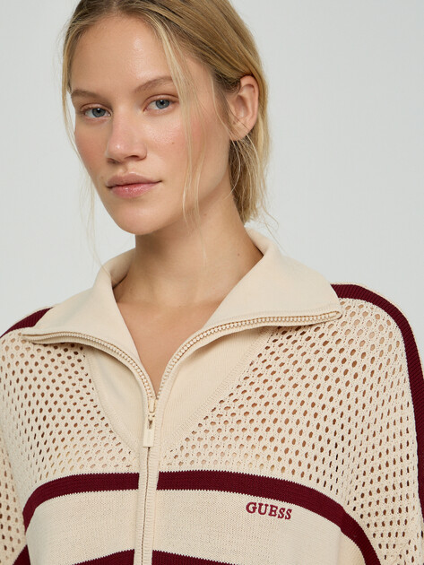 Женская толстовка GUESS GABRY ZIPPER BOMBER SWTR, Артикул V6GR08Z0729, бежевый | 5256571. Ракурс 4
