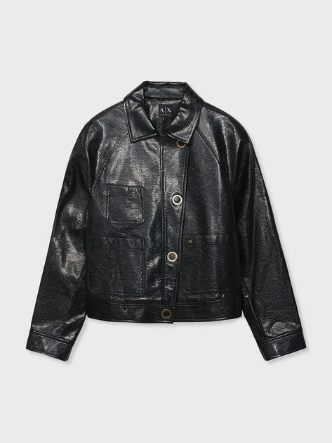 Женская куртка ARMANI EXCHANGE Blouson Vinile Lucido Effetto bagnato, Артикул XW001811, черный | 5258765. Ракурс 6 Женская куртка ARMANI EXCHANGE Blouson Vinile Lucido Effetto bagnato, Артикул XW001811, черный | 5258765. Ракурс 6