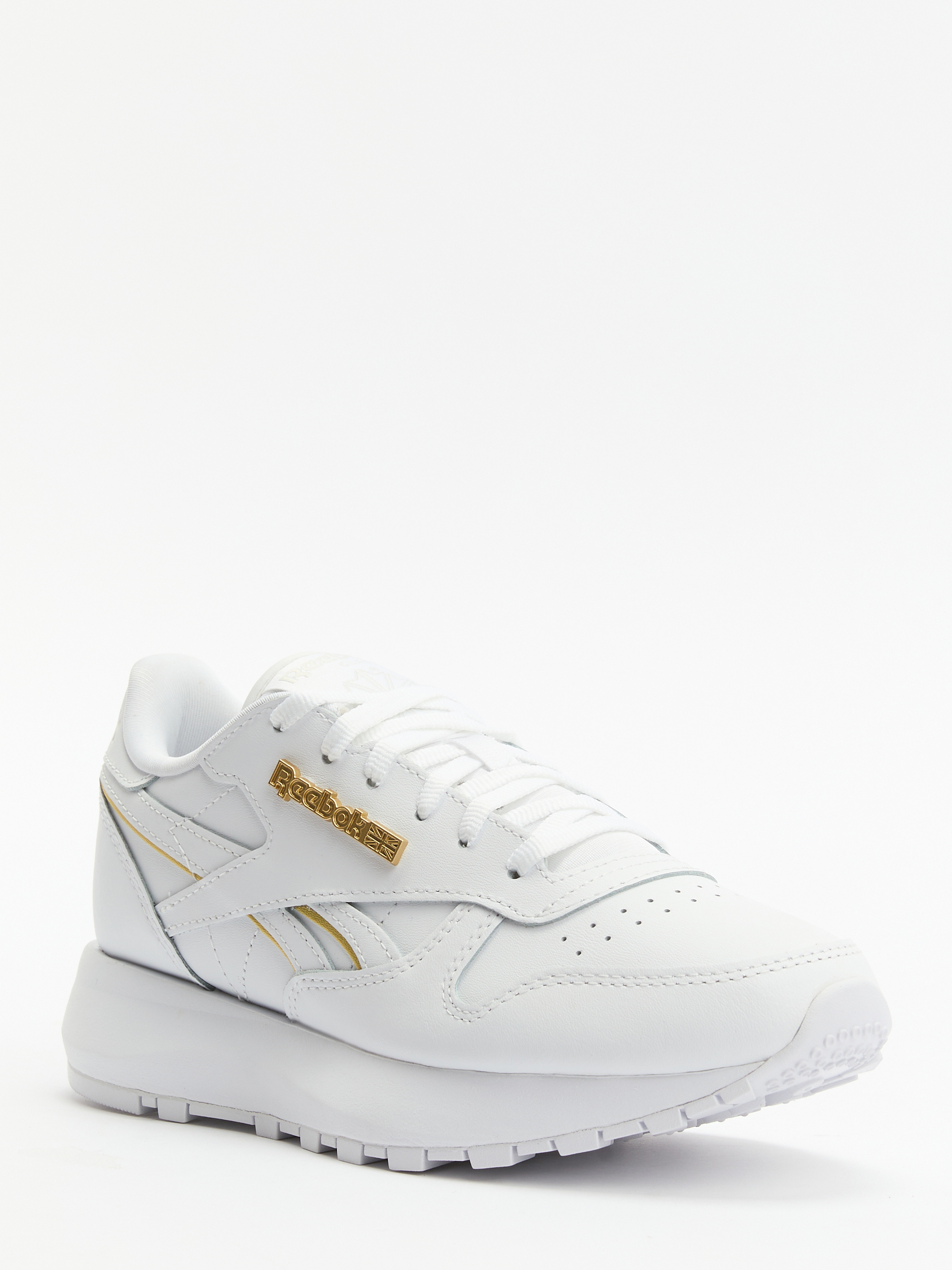 White and gold reebok discount