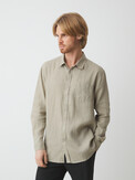MAISON DAVID SHIRT зеленовато-бежевый