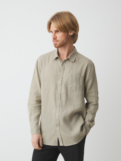 Мужская рубашка MAISON DAVID, Артикул SHIRT, зеленовато-бежевый | 2768437. Ракурс 1 Мужская рубашка MAISON DAVID, Артикул SHIRT, зеленовато-бежевый | 2768437. Ракурс 1