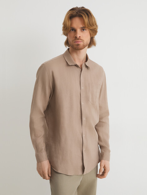 Мужская рубашка MAISON DAVID, Артикул SHIRT, темно-бежевый | 2768716. Ракурс 1 Мужская рубашка MAISON DAVID, Артикул SHIRT, темно-бежевый | 2768716. Ракурс 1