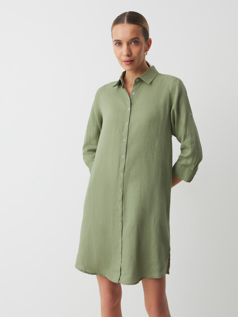 Женское платье-рубашка MAISON DAVID, Артикул DRESS, серовато-зеленый | 2770136. Ракурс 1