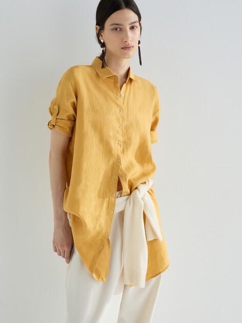 Женское платье-рубашка MAISON DAVID, Артикул DRESS, желтый | 2770248. Ракурс 1