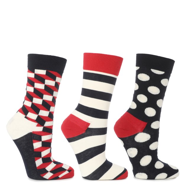 Женские носки 3 шт. HAPPY SOCKS, Артикул 3-PACK CLASSIC NAVY SOCKS GIFT SET XSTR08, мультицвет | 3062562. Ракурс 1