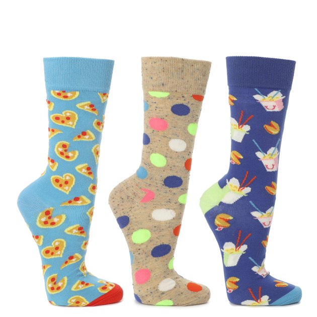 Женские носки 3 шт. HAPPY SOCKS, Артикул 3-PACK PIZZA LOVE SOCKS GIFT SET XPZL08, мультицвет | 3062644. Ракурс 1