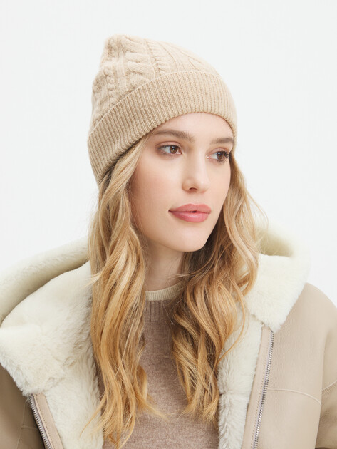 Женская шапка MAISON DAVID Camel hair hat, Артикул CKHJHMZ, светло-бежевый | 3296992. Ракурс 1