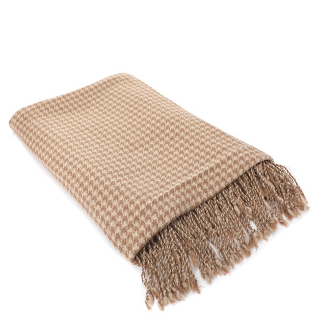 Плед 1.3x1.7м MAISON DAVID Camel hair houndstooth blanket, Артикул CKBXXT-QNG 130*170, бежевый | 3297028. Ракурс 1