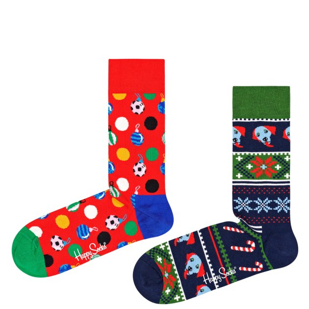 Мужские носки 2 шт. HAPPY SOCKS, Артикул 2-PACK BAUBLES SOCKS GIFT SET XBAU02, мультицвет | 3461456. Ракурс 1