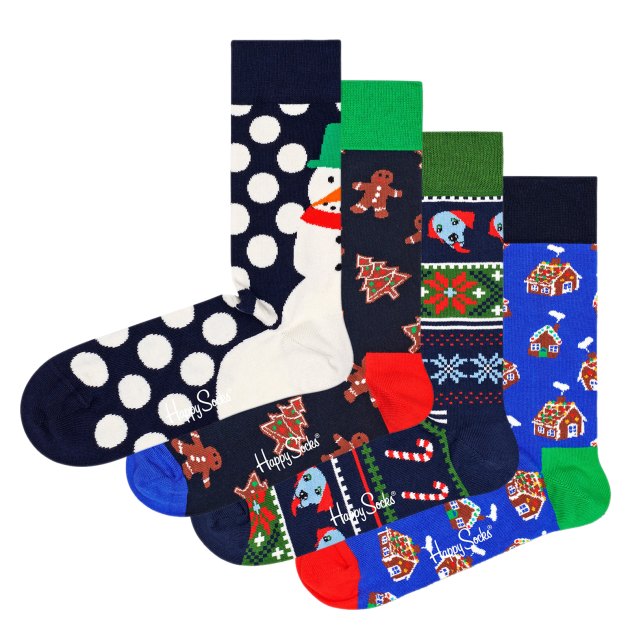 Женские носки 4 шт. HAPPY SOCKS, Артикул 4-PACK GINGERBREAD COOKIES SOCKS GIFT SET XGCO09, мультицвет | 3461479. Ракурс 1