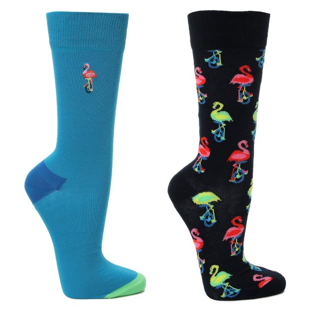 Мужские носки 2 шт. HAPPY SOCKS, Артикул 2-PACK FLAMINGO SOCKS GIFT SET XFLA02, синий | 3463837. Ракурс 1