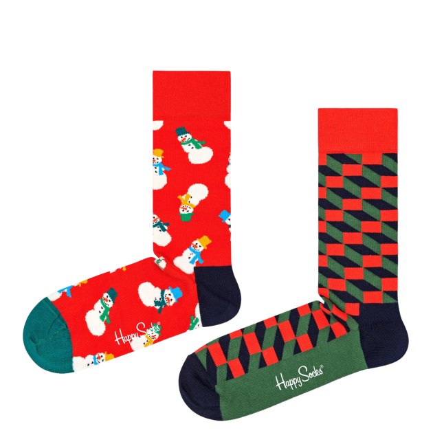Мужские носки 2 шт. HAPPY SOCKS, Артикул 2-PACK SNOWMAN SOCKS GIFT SET XSNO02, мультицвет | 3464561. Ракурс 1