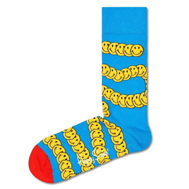 Женские носки HAPPY SOCKS, Артикул COLLABORATION DISTORTED SMILEY SOCK SMY01, голубой | 3465210. Ракурс 1