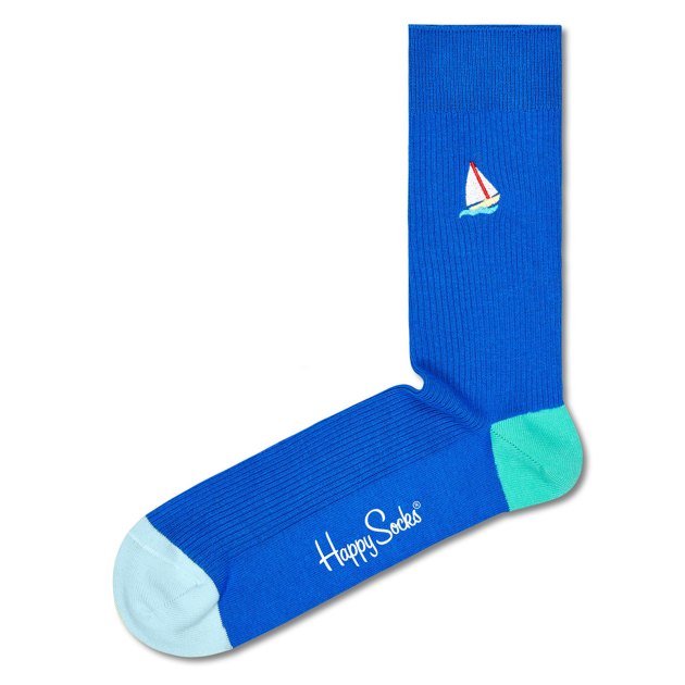 Носки HAPPY SOCKS, Артикул RIBBED EMBROIDERY SAIL AWAY SOCK RESAI01, синий | 3465249. Ракурс 1