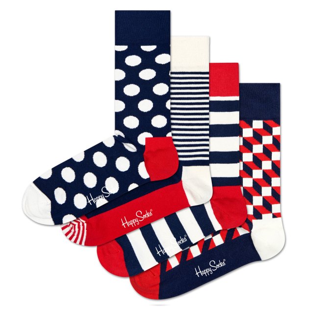 Женские носки 4 шт. HAPPY SOCKS, Артикул 4-PACK CLASSIC NAVY SOCKS GIFT SET XBDO09, мультицвет | 3465722. Ракурс 1