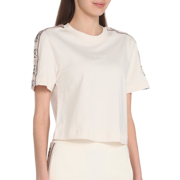 Женская футболка GUESS BRITNEY CROP TEE, Артикул V3RI08I3Z14, светло-бежевый | 3547638. Ракурс 1