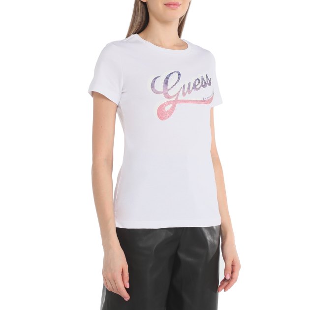 Женская футболка GUESS SS CN SHADED LOGO TEE, Артикул W3GI34I3Z14, белый | 3595020. Ракурс 1