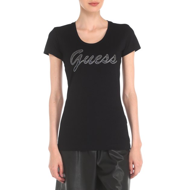 Женская футболка GUESS SS RN ADRIANA TEE, Артикул W3RI50J1314, черный | 3738222. Ракурс 1
