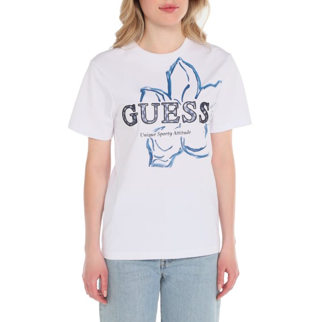 Женская футболка GUESS ANN SS T-SHIRT, Артикул V3BI07K8FQ4, белый | 3743567. Ракурс 1
