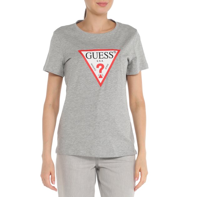 Женская футболка GUESS SS CN ORIGINAL TEE, Артикул W1YI1BI3Z11, светло-серый | 3745336. Ракурс 1