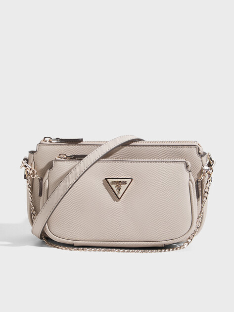 Женская сумка через плечо кросс-боди GUESS NOELLE DBL POUCH CROSSBODY, Артикул HWZG7879710, серовато-бежевый | 3811214. Ракурс 1