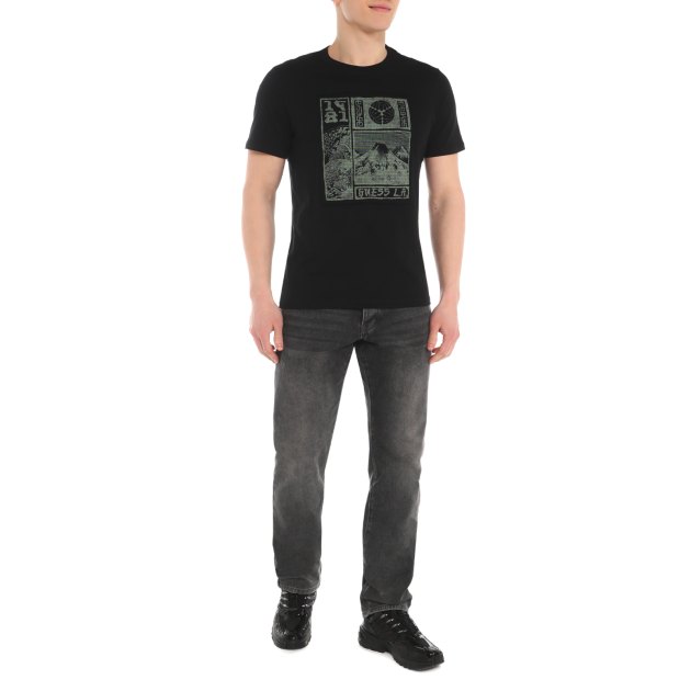 Мужская футболка GUESS SS CN PATCH AND EMBRO TEE, Артикул M4RI17I3Z14, черный | 3822272. Ракурс 1