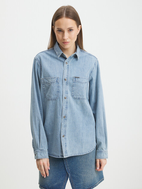 Женская рубашка из денима MAISON DAVID, Артикул XS-038-1, серо-голубой | 3836488. Ракурс 1