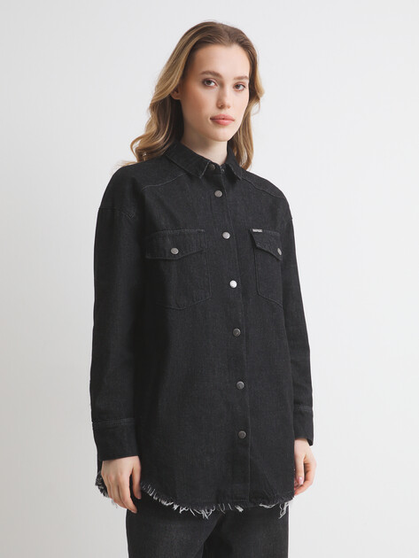 Женская рубашка из денима MAISON DAVID, Артикул XS-097-1, черный | 3836497. Ракурс 1