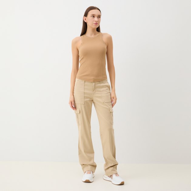 Женские брюки карго GUESS SEXY CARGO STRAIGHT, Артикул W4RB59W93CL, серо-бежевый | 3848690. Ракурс 1