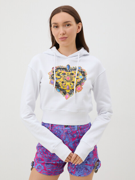 Женское худи VERSACE JEANS COUTURE HEART COUTURE, Артикул 76HAIL01, белый | 3898627. Ракурс 1