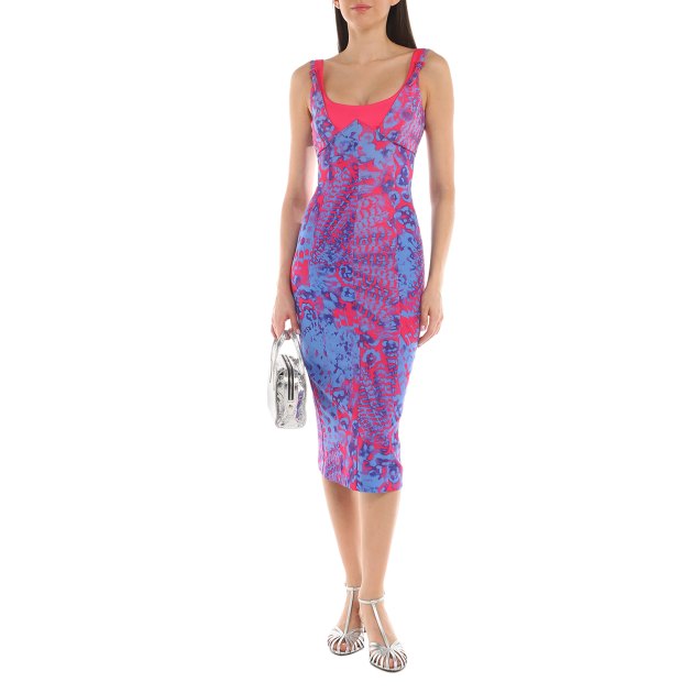 Женское платье VERSACE JEANS COUTURE PRINT ANIMALIER, Артикул 76HAO919, голубой | 3898771. Ракурс 1