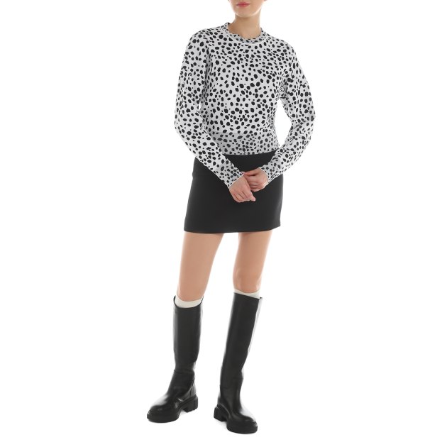 Женский джемпер MO5CH1NO JEANS LEO PRINT, Артикул 0922 SS24, белый | 3931950. Ракурс 1