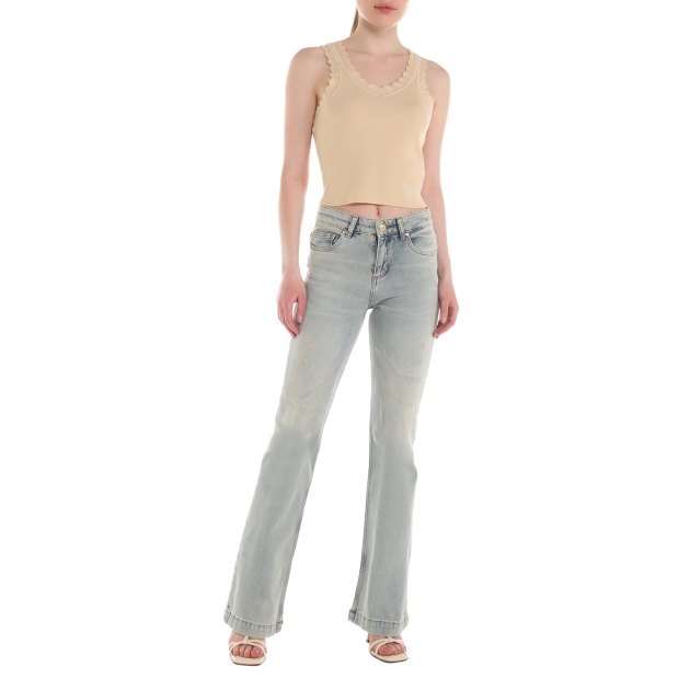 Топ GUESS JOVIE TANK TOP SWTR, Артикул W4GZ30Z2Y72, бежевый | 3999624. Ракурс 1