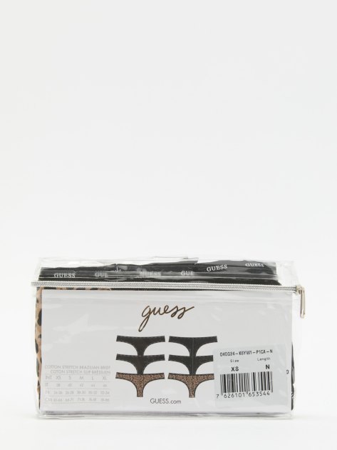 Женские трусы 3 шт. GUESS PRINTED BASIC BRAZILIAN, Артикул O4GG24K6YW1, черный | 4003554. Ракурс 1