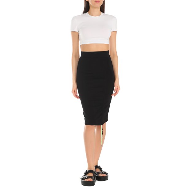 Юбка миди KARL LAGERFELD BRANDED CORD, Артикул 235W1250, черный | 4038187. Ракурс 1