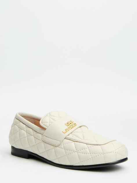 Женские лоферы LOVE MOSCHINO NEW FLAT LOVE, Артикул JA10192G FW24, молочно-белый | 4061193. Ракурс 1