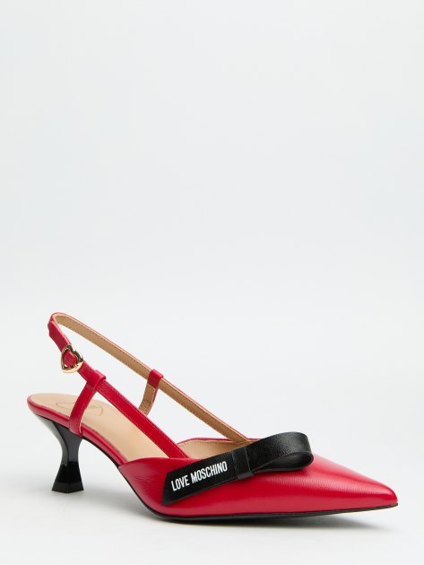 Женские туфли с открытой пяткой (слингбэк) LOVE MOSCHINO FLAT BOW, Артикул JA10345G, красный | 4061209. Ракурс 1