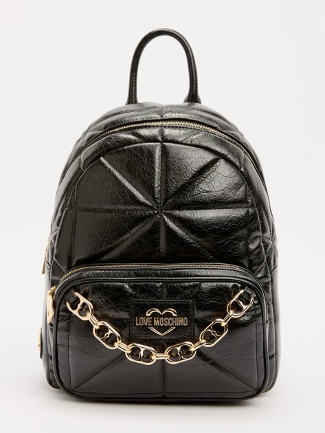 Женский рюкзак LOVE MOSCHINO GEOMETRIC QUILTED, Артикул JC4157PP FW24, черный | 4064955. Ракурс 1