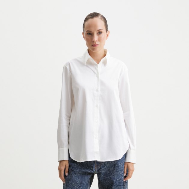 Женская рубашка GUESS LS CELESTE BOYFRIEND SHIRT, Артикул W4YH58WGDJ1, белый | 4076658. Ракурс 1