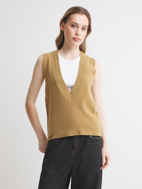 Женский жилет MAISON DAVID, Артикул HK2203, желто-коричневый | 4076805. Ракурс 1