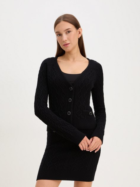Женский кардиган GUESS ISABELLE LS VN CARDI SWTR, Артикул W4YR22Z37L1, черный | 4078210. Ракурс 1